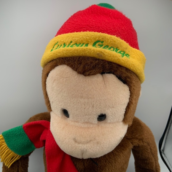 VTG Curious George Winter Hat and Scarf Jumbo 22" Large Plush Stuffed Animal - Picture 2 of 16